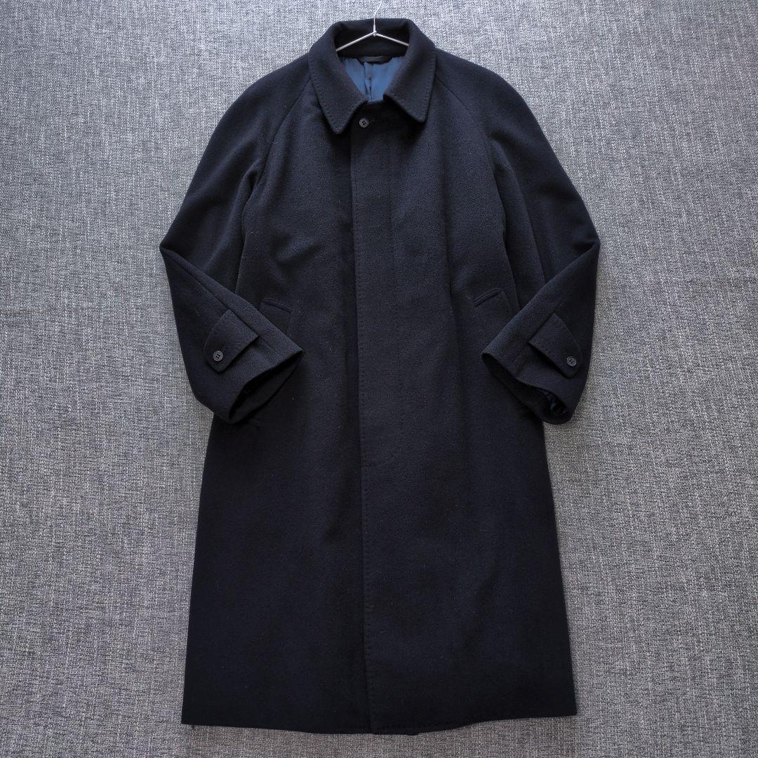 メンズ　イタリア製ピュアカシミヤ100%　バルマカーンコート　ネイビー　日本製
