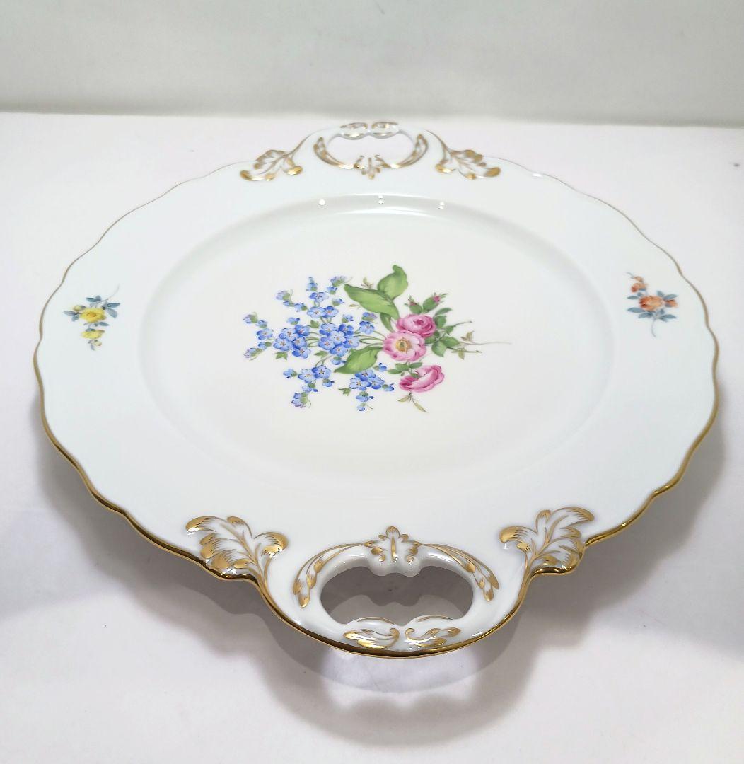 Y3158-6 マイセン フラワー 手付プレート 皿 直径26.5㎝