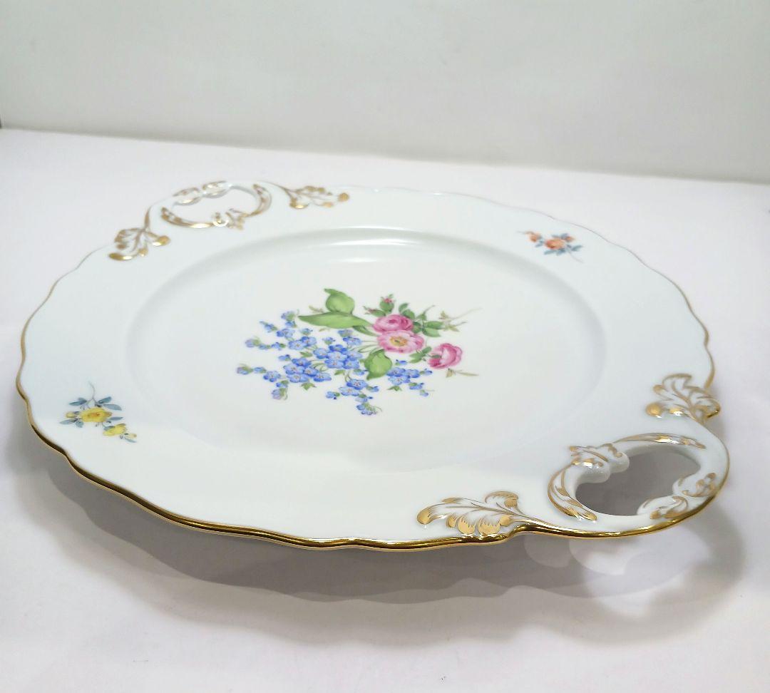 Y3158-6 マイセン フラワー 手付プレート 皿 直径26.5㎝