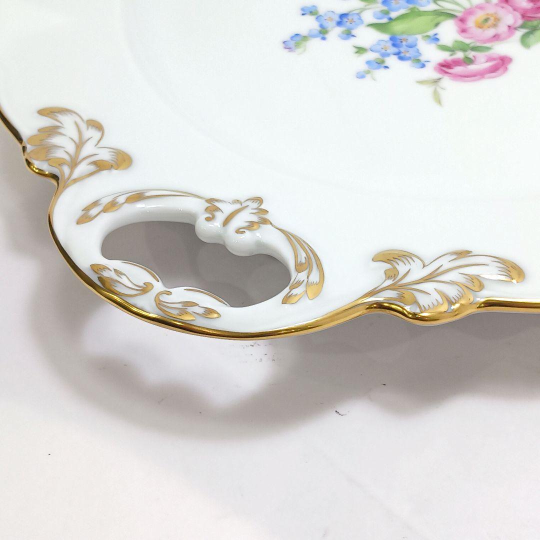 Y3158-6 マイセン フラワー 手付プレート 皿 直径26.5㎝