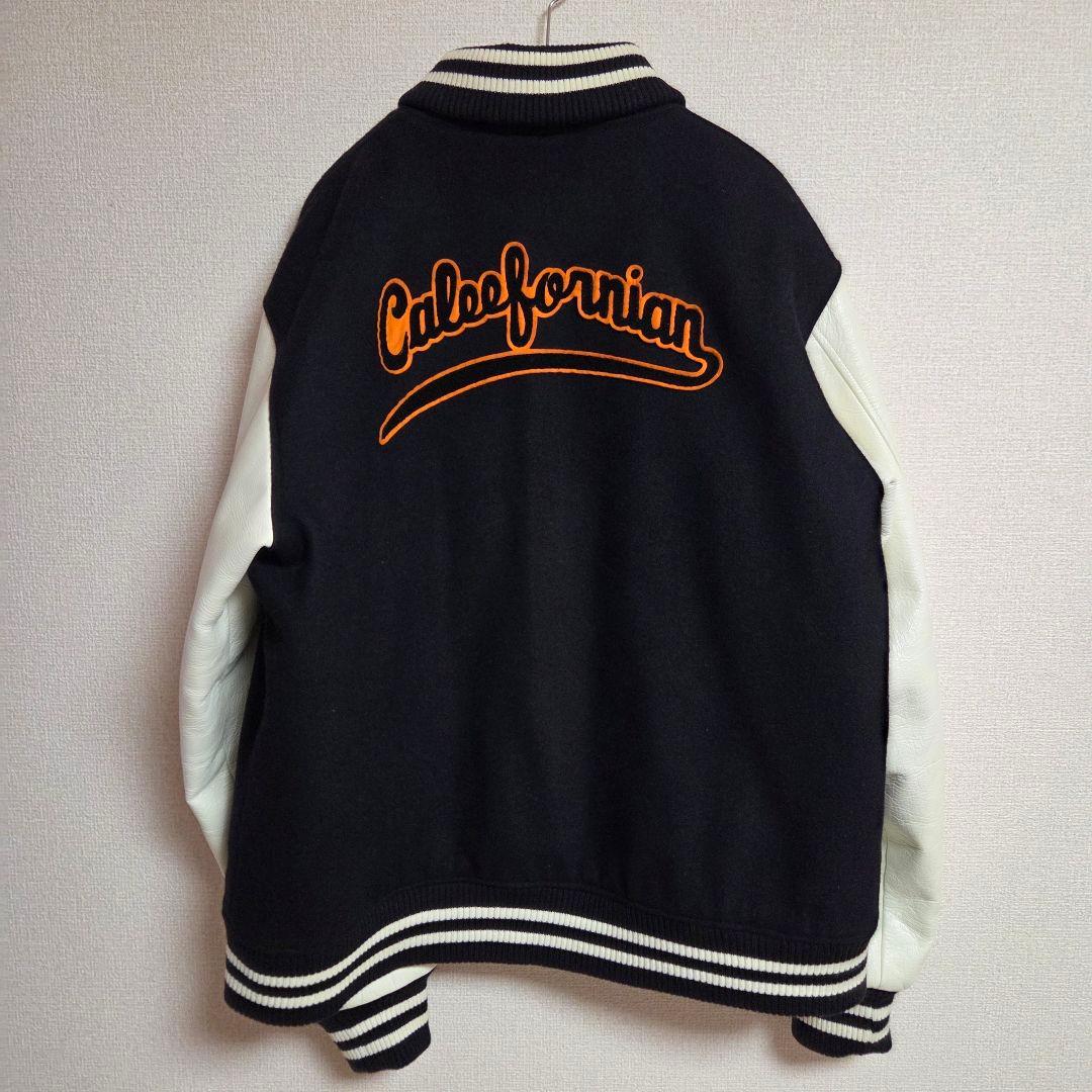 【美品】calee 牛革 ウールスタジャン 黒 ウールジャケット ジャンパー