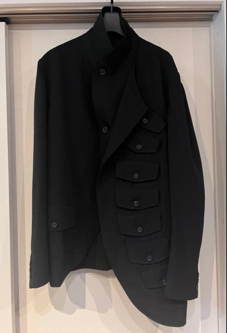 ヨウジヤマモトプールオム 19ss ウールギャバジン左前二重フラップジャケット