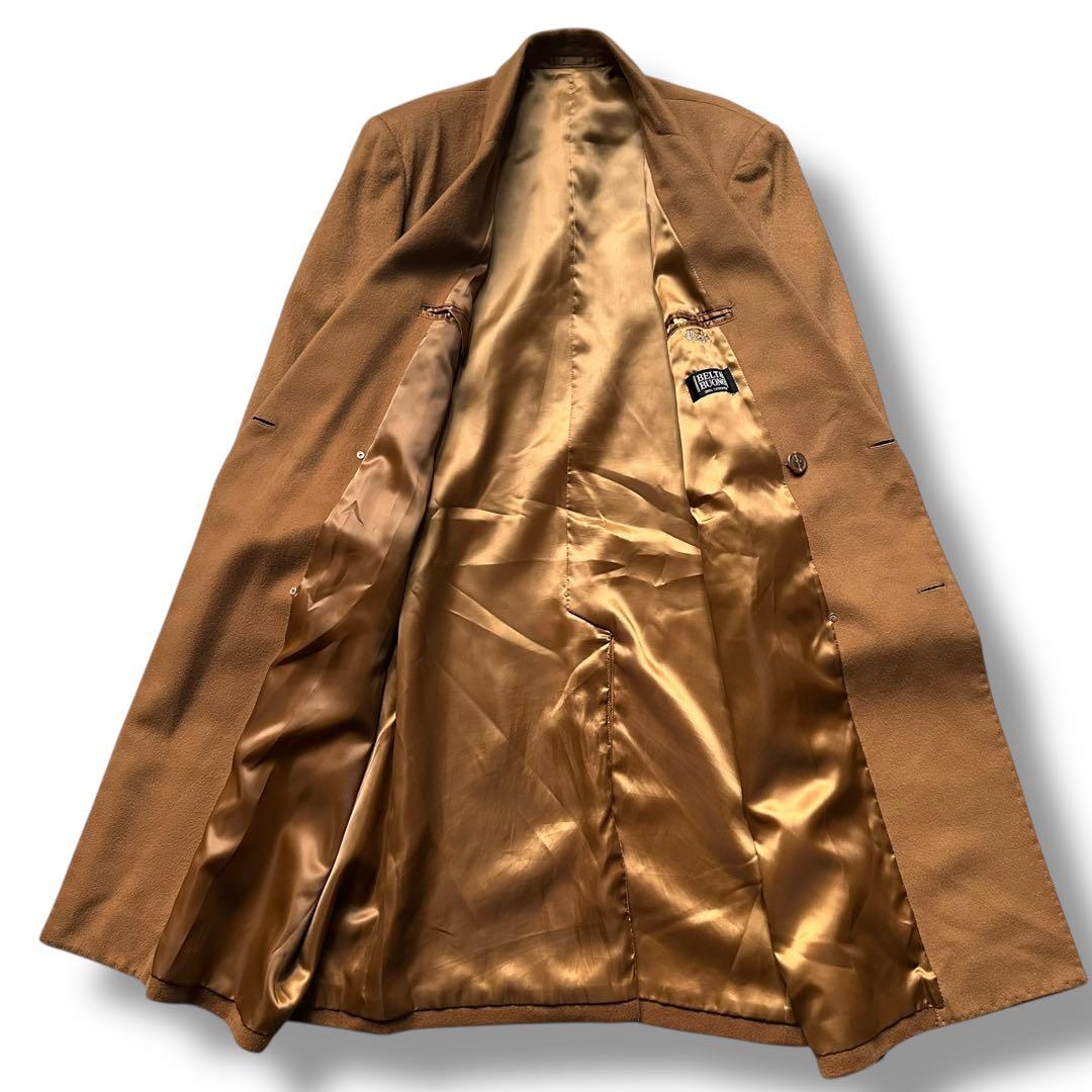 カシミヤ100 チェスターコート ダブル キャメル ロング メンズ ビンテージ