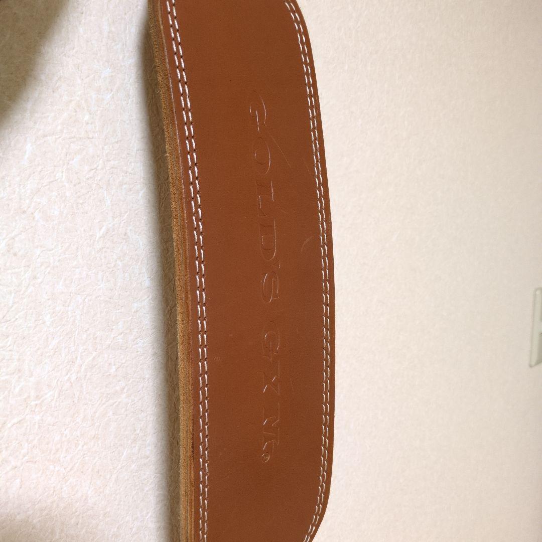 GOLD'S GYM トレーニングパワーレザーベルト 【G3324】茶　Lサイズ