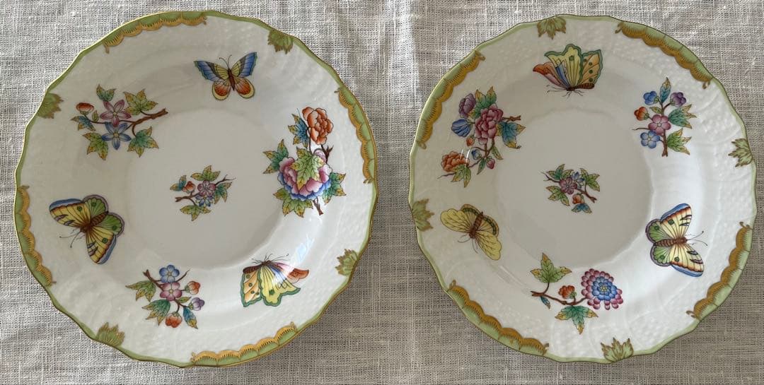 ヘレンド ヴィクトリアブーケ プレート 19センチ(2枚セット)