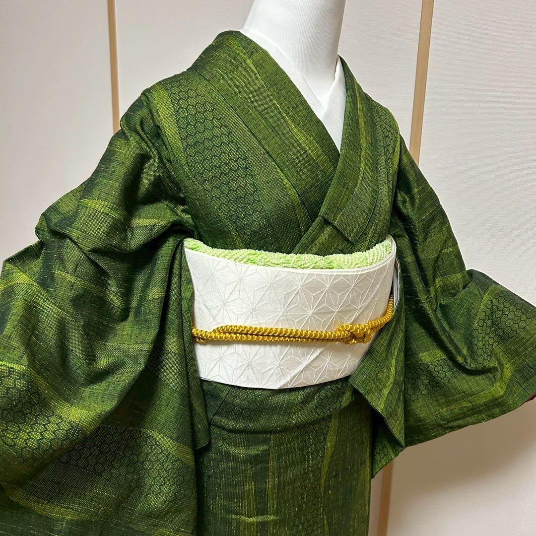 く*ん様 モ43 未使用近い　美品　袷　紬　ぜんまい紬系　色紬　小紋　フルセット