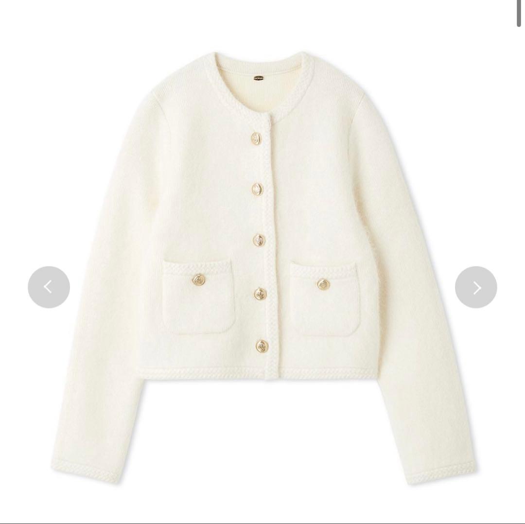 金釦フォックスニットジャケット　リリーブラウン