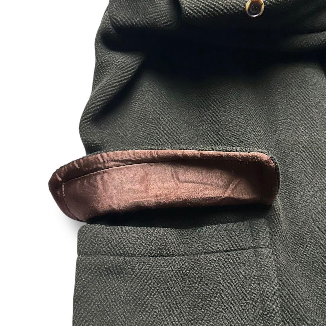 美品 モンゴメリー ムーアブルック ダッフルコート ヘリンボーン 緑 英国製