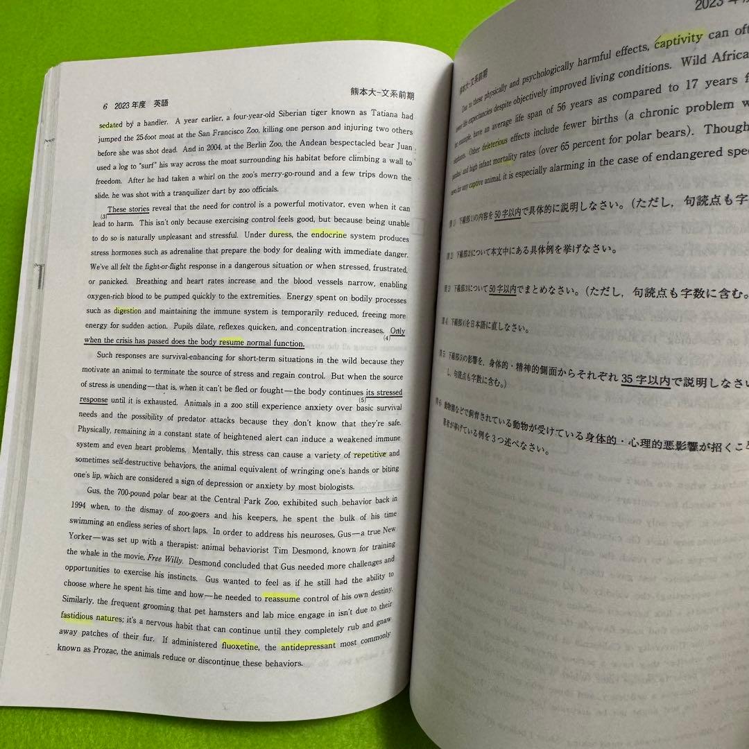 赤本　熊本大学　文系　2003年～2024年 22年分