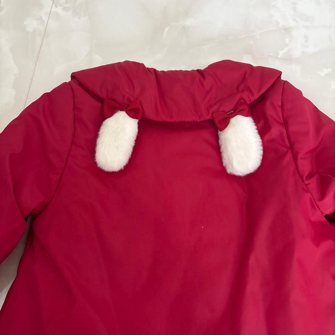 新品未使用♡タグ付き♡うさぎタフタコート♡S♡100から115♡アウター赤うさ耳