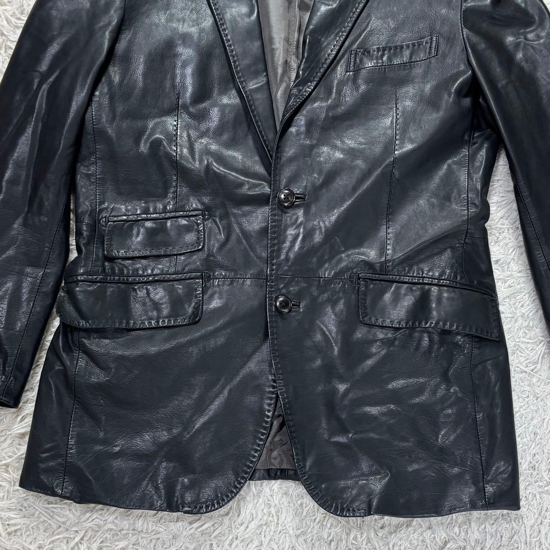 DURBAN ダーバン　カウレザー　テーラードジャケット　ブラック　M