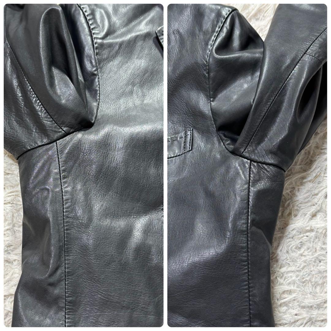 DURBAN ダーバン　カウレザー　テーラードジャケット　ブラック　M