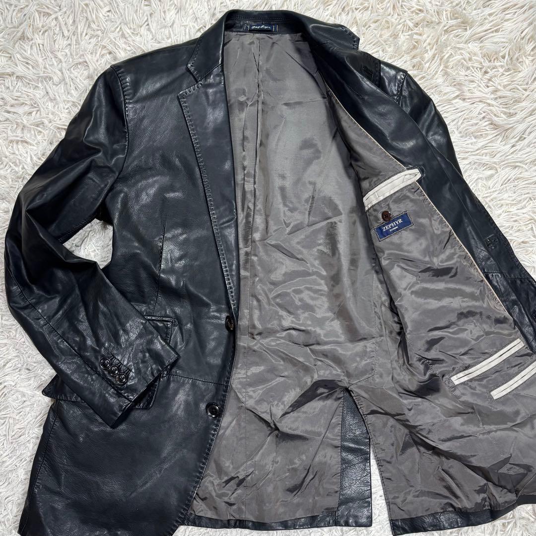 DURBAN ダーバン　カウレザー　テーラードジャケット　ブラック　M