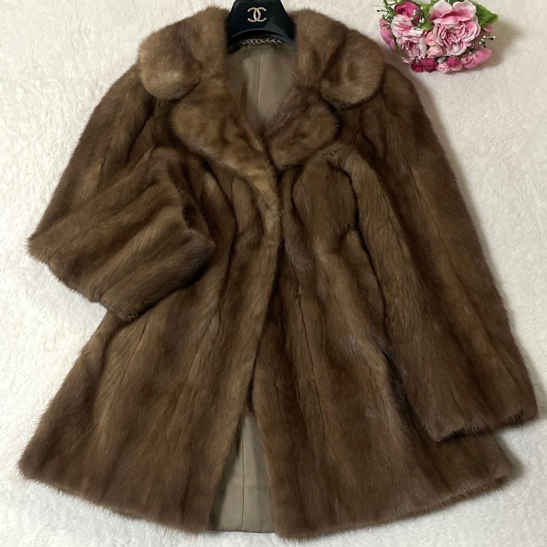 美品● 毛皮 ファーコート ミンクファー デミバフミンク