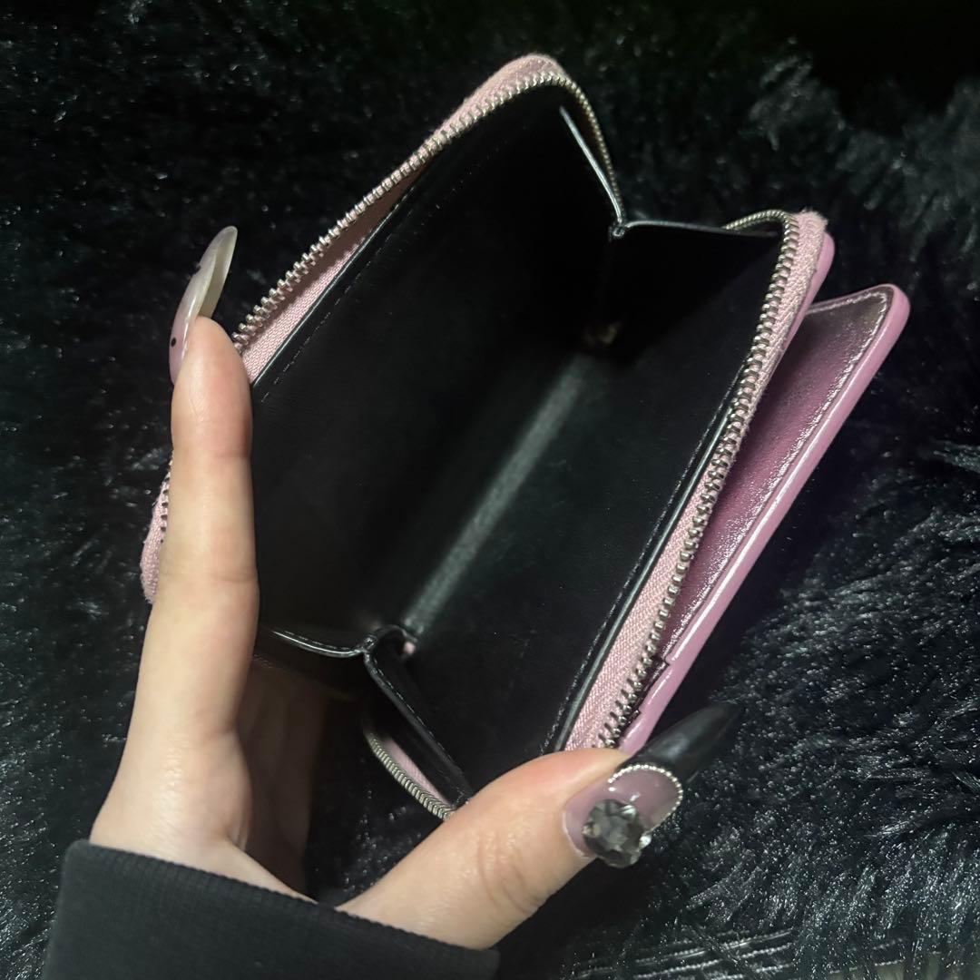 YSL 二つ折り財布 ピンク レザー