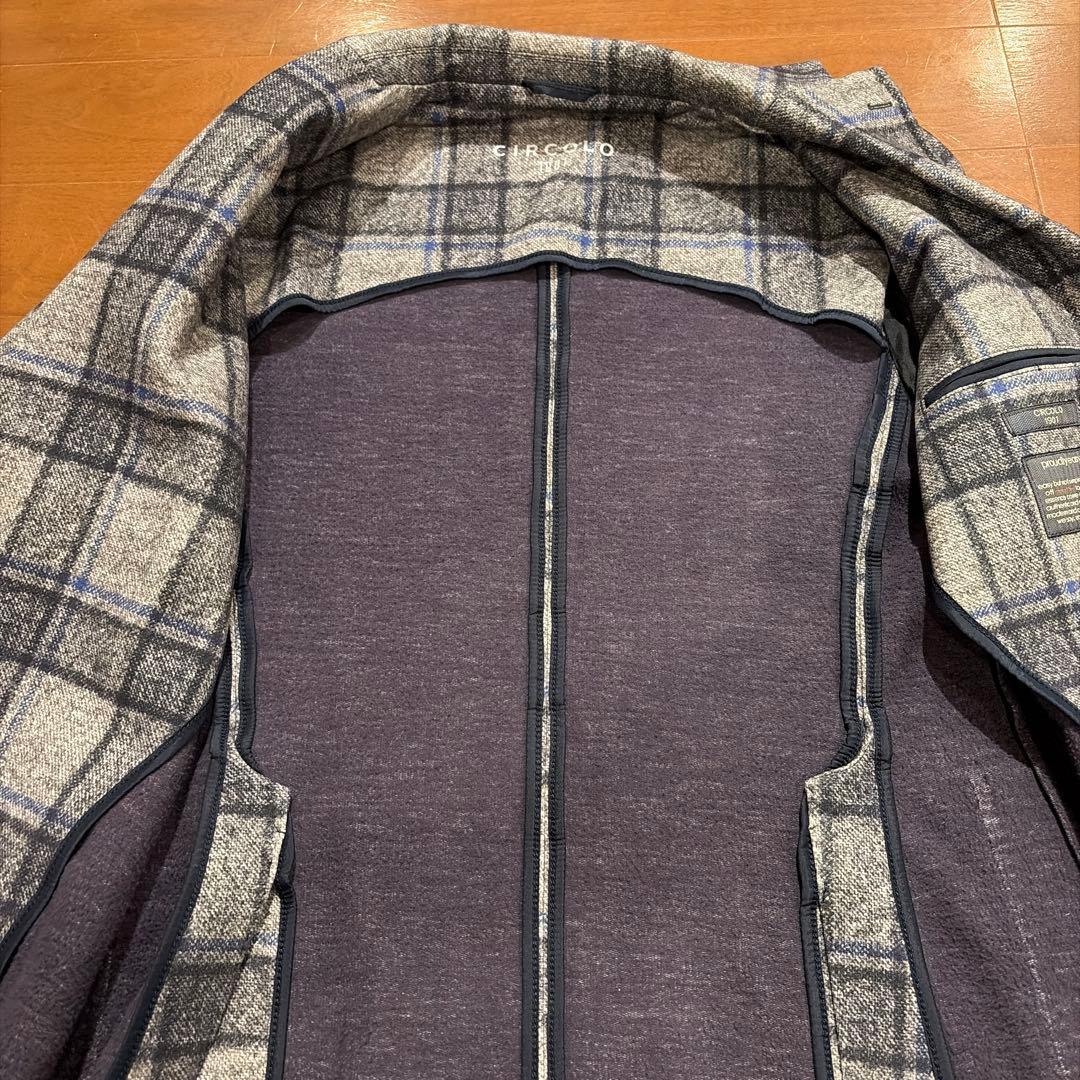 CIRCOLO1901 グレー×ブルーチェック ジャージージャケット 46
