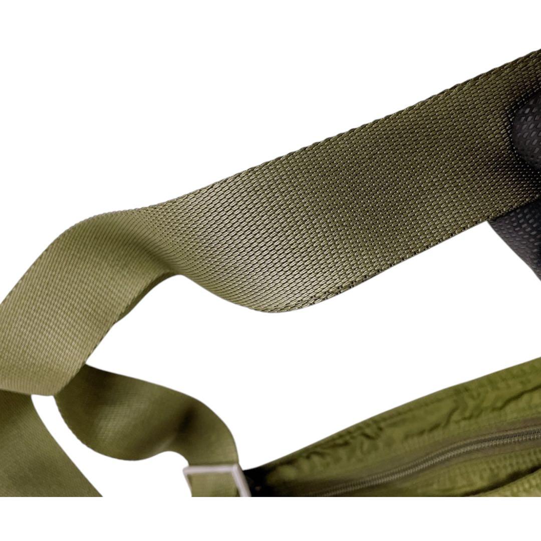 プラダ　ナイロン　三角ロゴ　ショルダーバッグ　サコッシュ　カーキ　 4508-1