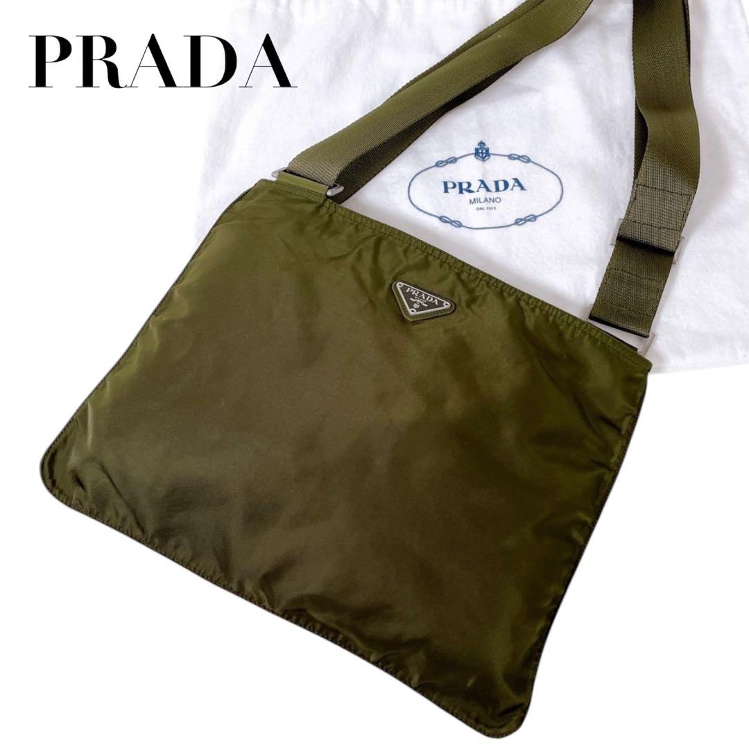 プラダ　ナイロン　三角ロゴ　ショルダーバッグ　サコッシュ　カーキ　 4508-1