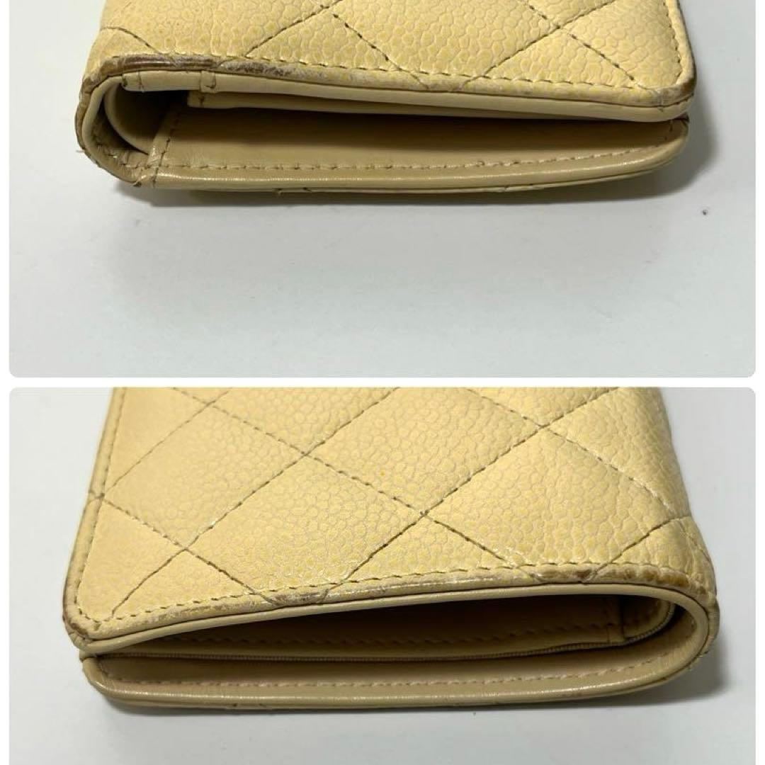 CHANEL シャネル　キャビアスキン　マトラッセ　二つ折り　財布　シール　G