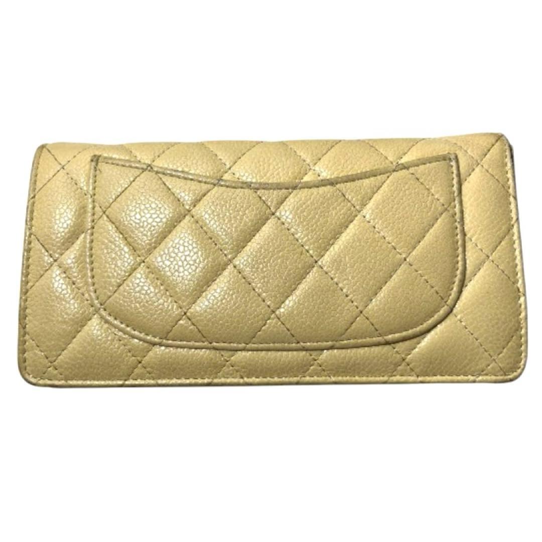 CHANEL シャネル　キャビアスキン　マトラッセ　二つ折り　財布　シール　G