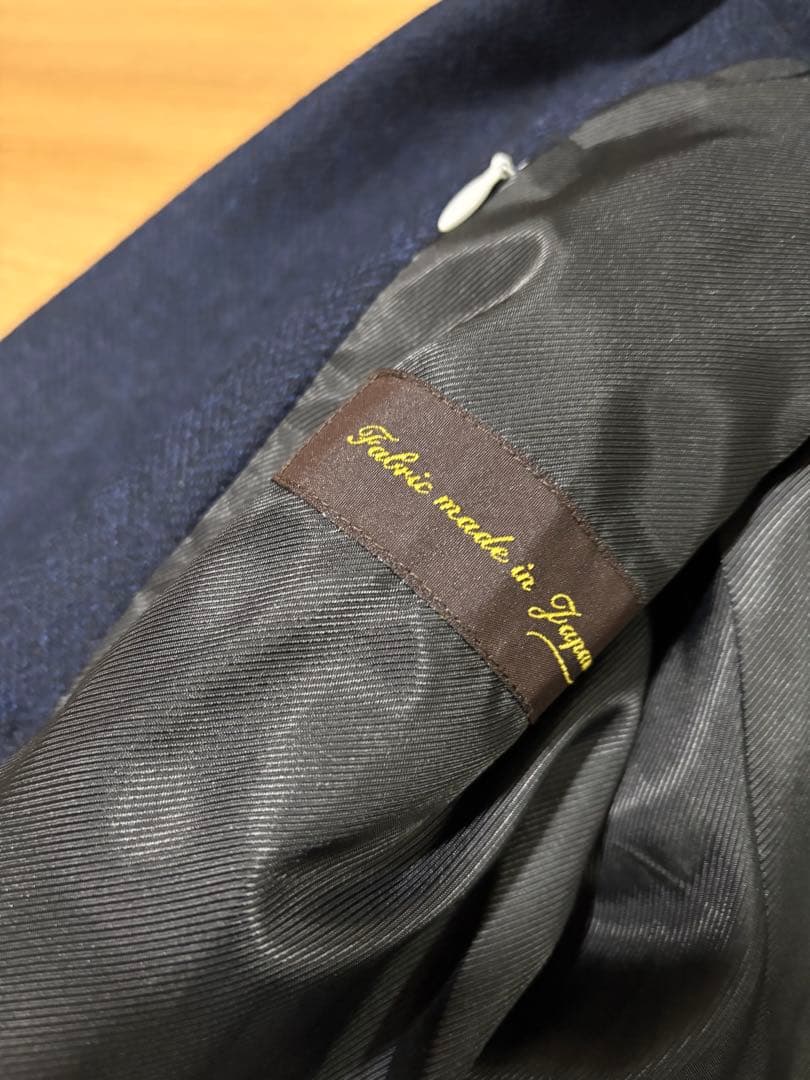 未使用　トラッドメンコレクション　ウールツイード　ヘリンボーン　ポロコート　L