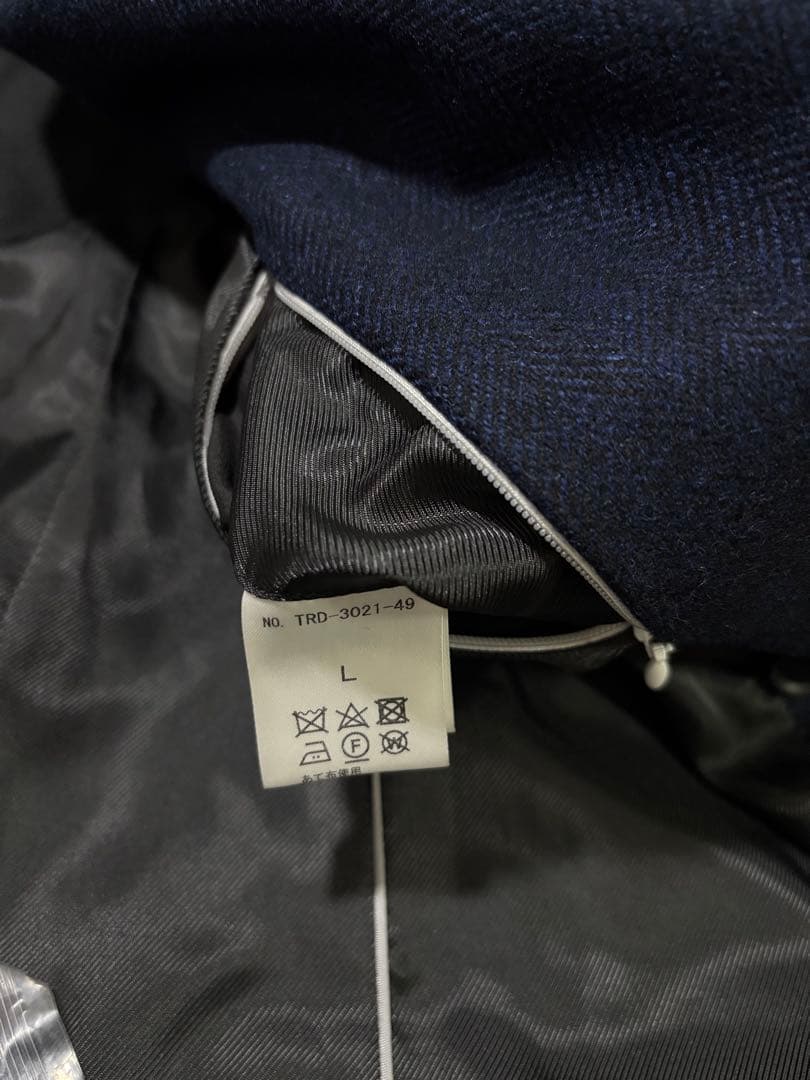 未使用　トラッドメンコレクション　ウールツイード　ヘリンボーン　ポロコート　L