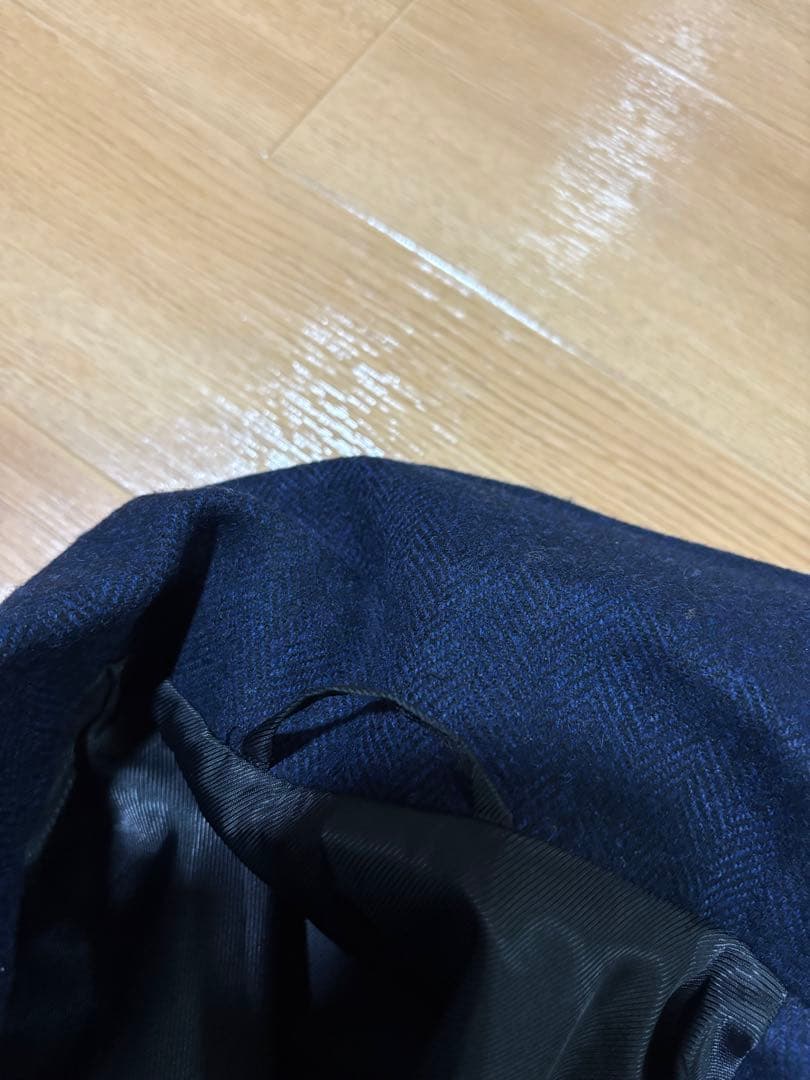 未使用　トラッドメンコレクション　ウールツイード　ヘリンボーン　ポロコート　L