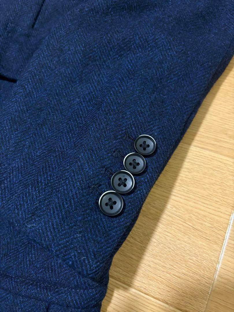 未使用　トラッドメンコレクション　ウールツイード　ヘリンボーン　ポロコート　L