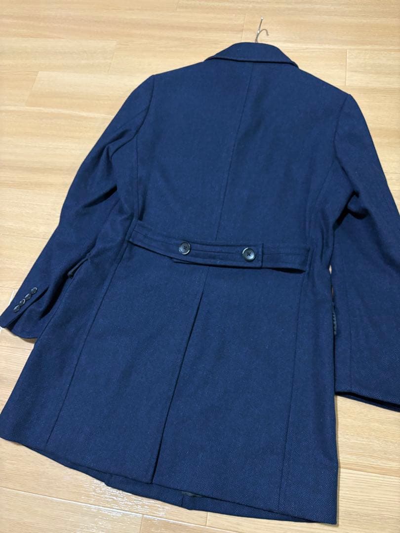 未使用　トラッドメンコレクション　ウールツイード　ヘリンボーン　ポロコート　L