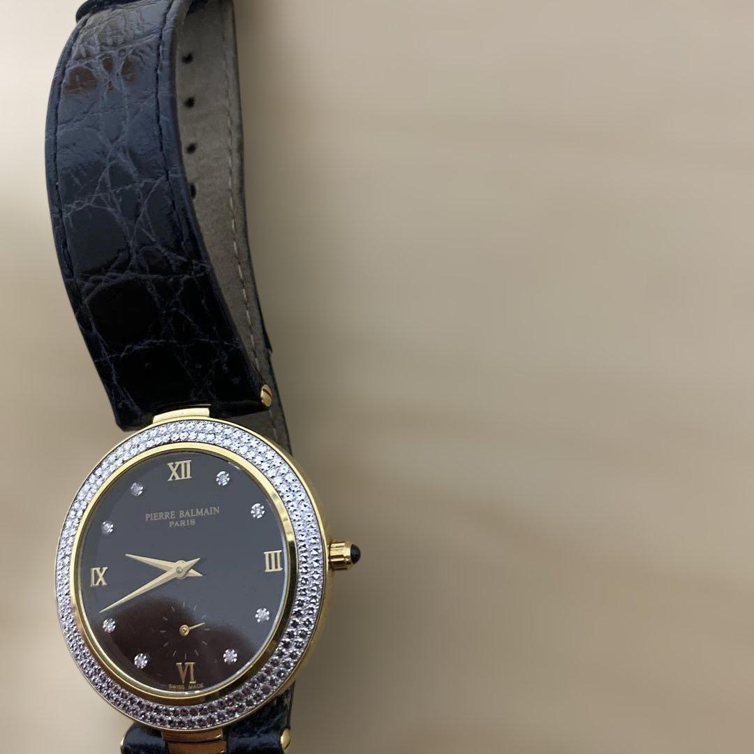 PIERRE BALMAIN 腕時計 ブラック ゴールド 稼働中。