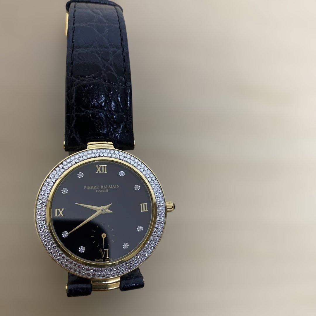 PIERRE BALMAIN 腕時計 ブラック ゴールド 稼働中。