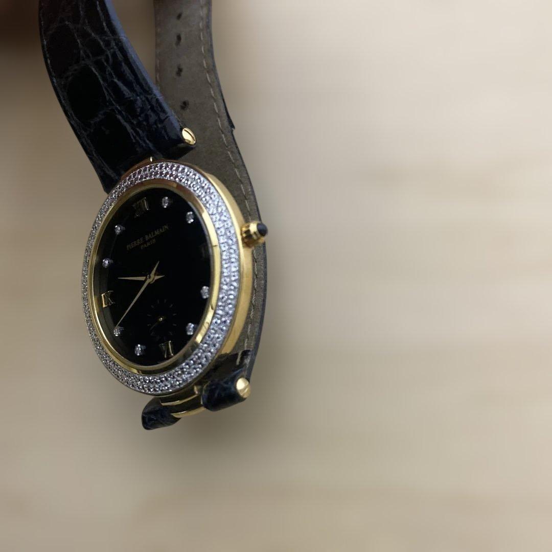 PIERRE BALMAIN 腕時計 ブラック ゴールド 稼働中。