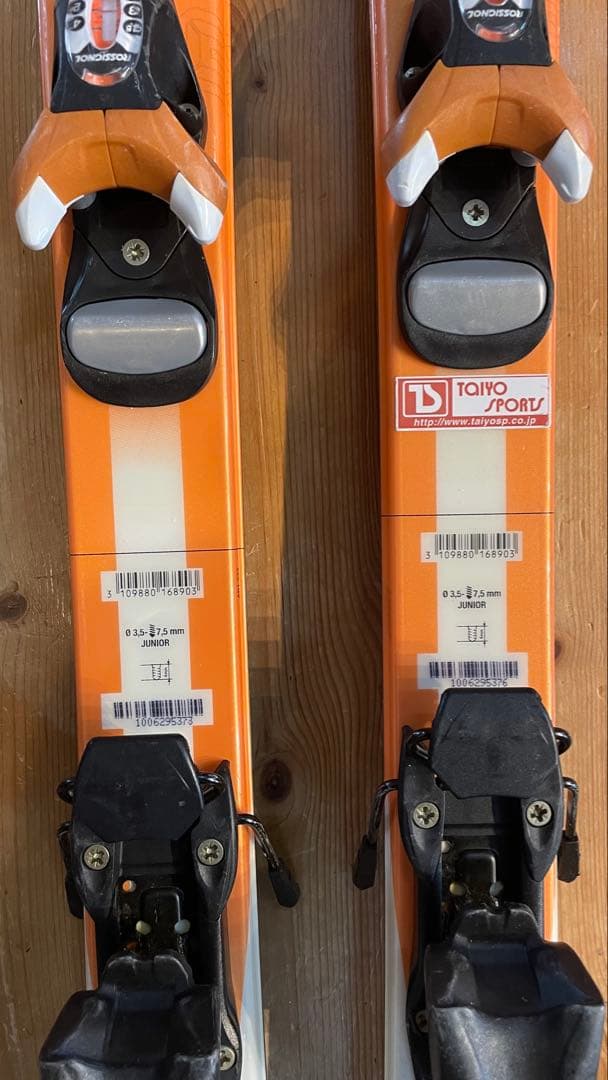 ロシニョールスキー板子供ジュニアkidsキッズ120cmセットストックオレンジ