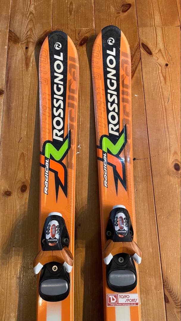 ロシニョールスキー板子供ジュニアkidsキッズ120cmセットストックオレンジ