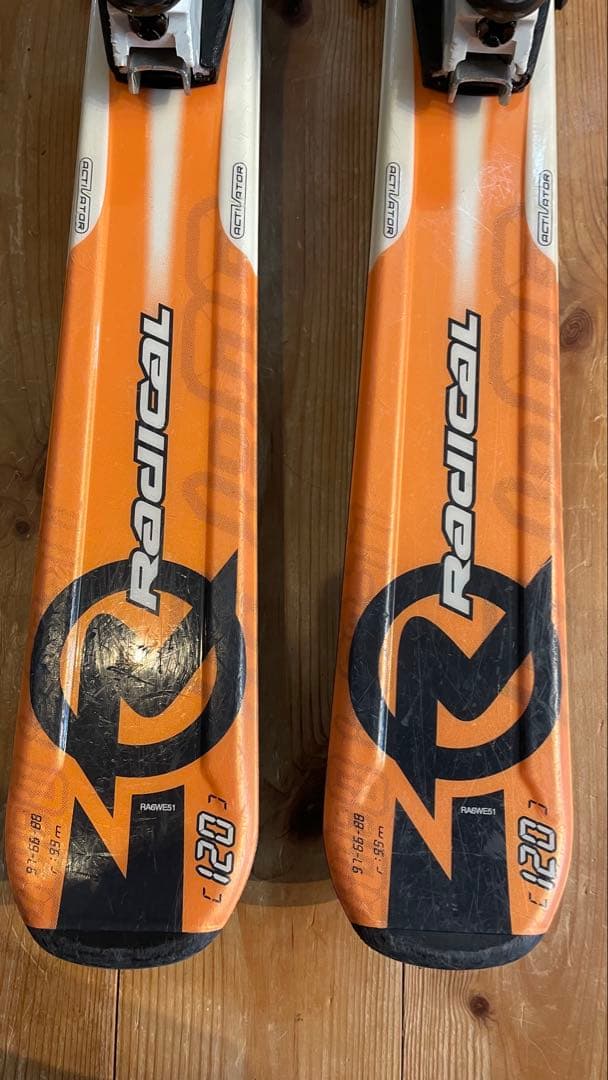 ロシニョールスキー板子供ジュニアkidsキッズ120cmセットストックオレンジ