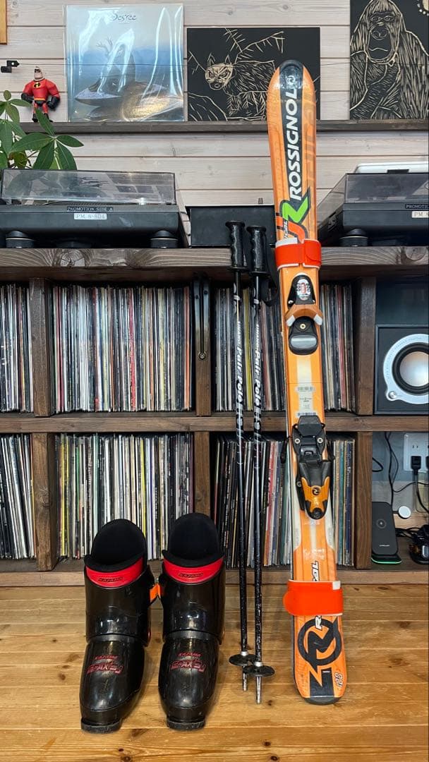 ロシニョールスキー板子供ジュニアkidsキッズ120cmセットストックオレンジ