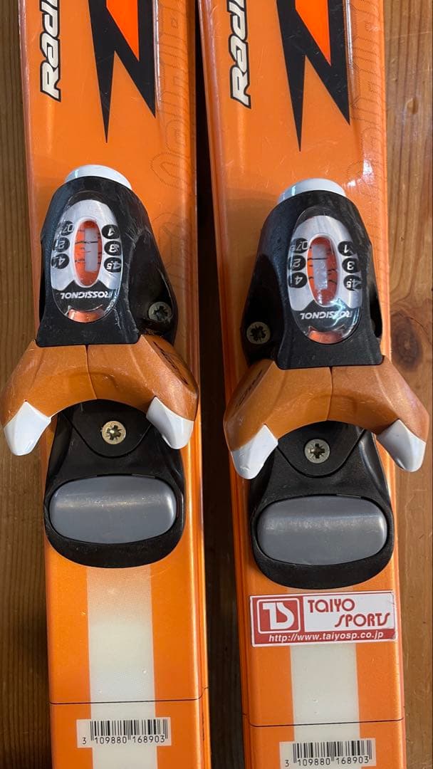 ロシニョールスキー板子供ジュニアkidsキッズ120cmセットストックオレンジ