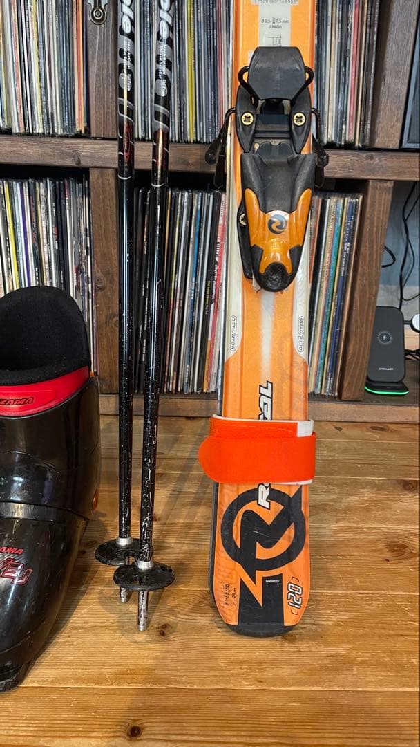 ロシニョールスキー板子供ジュニアkidsキッズ120cmセットストックオレンジ