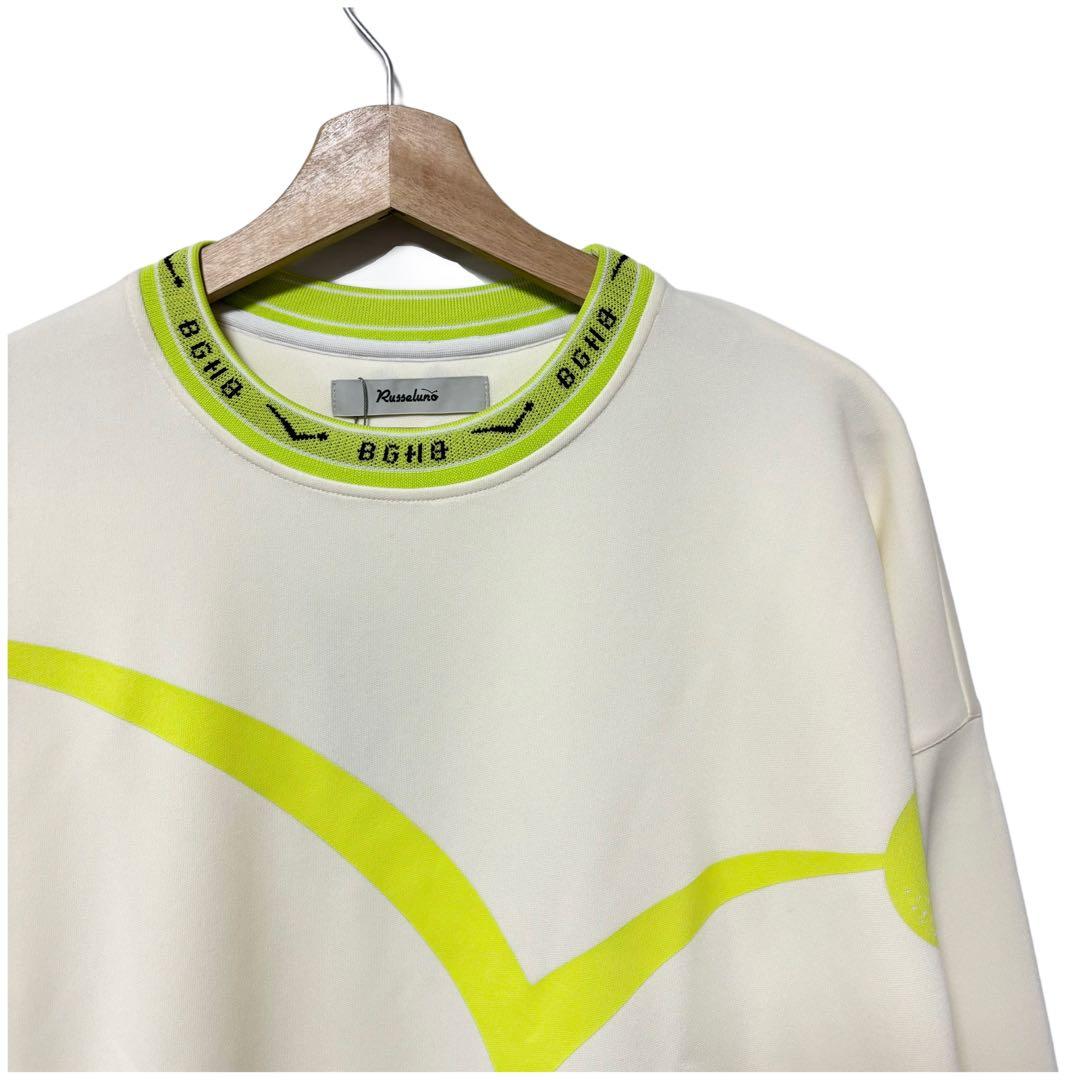 新品 バガーチ ラッセルノ フロントロゴ スウェット ホワイト イエロー XL