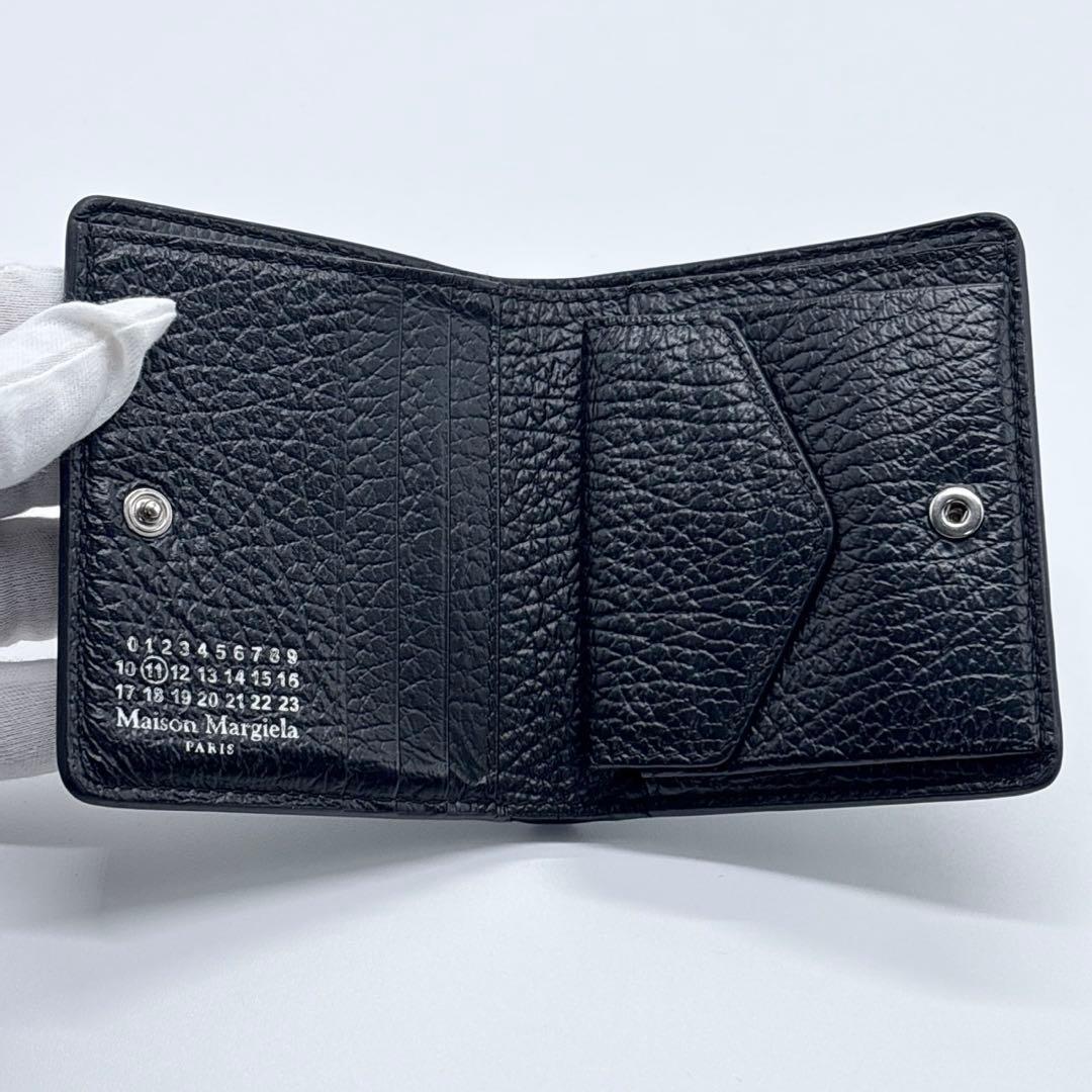 美品✨ メゾンマルジェラ　2つ折り財布 4ステッチ ペブルレザー シボ革