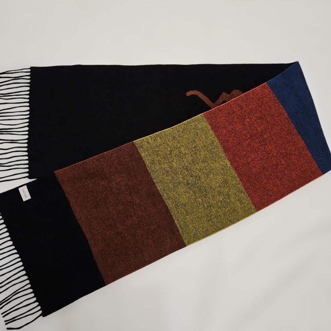 ◾ポール・スミス　厚地リバーシブルマフラー　ウール100％