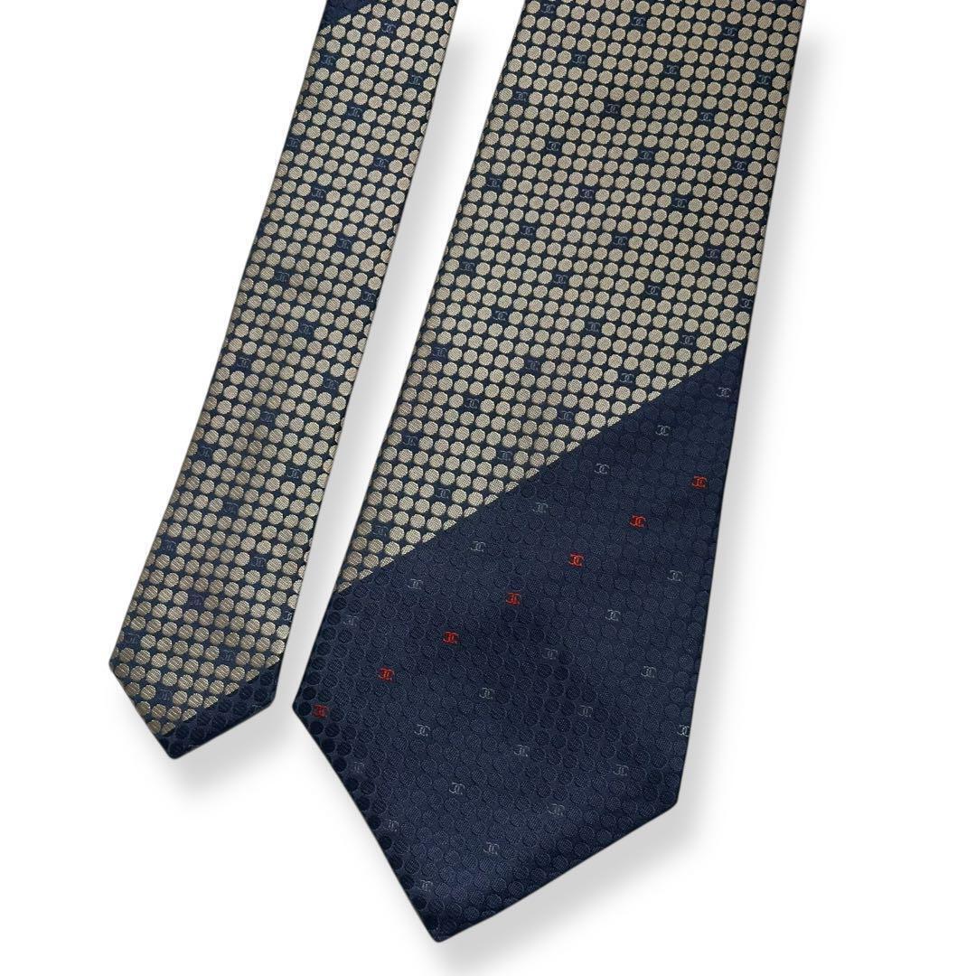 美品　CHANEL ネクタイ　ココマーク　ジャガード　光沢感　ヴィンテージ