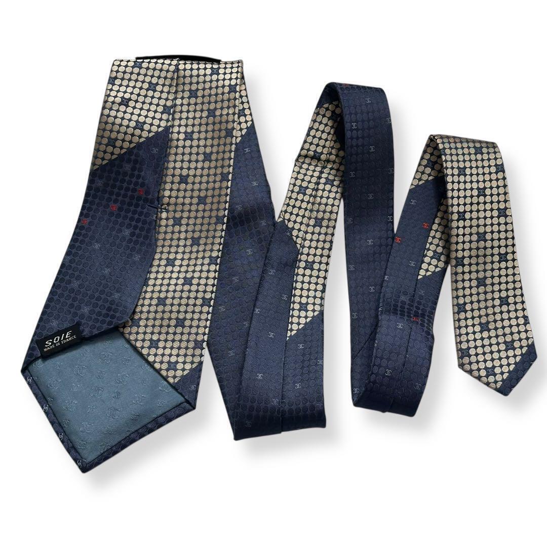 美品　CHANEL ネクタイ　ココマーク　ジャガード　光沢感　ヴィンテージ