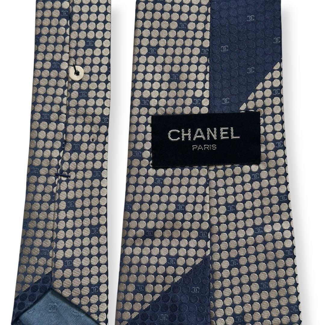 美品　CHANEL ネクタイ　ココマーク　ジャガード　光沢感　ヴィンテージ