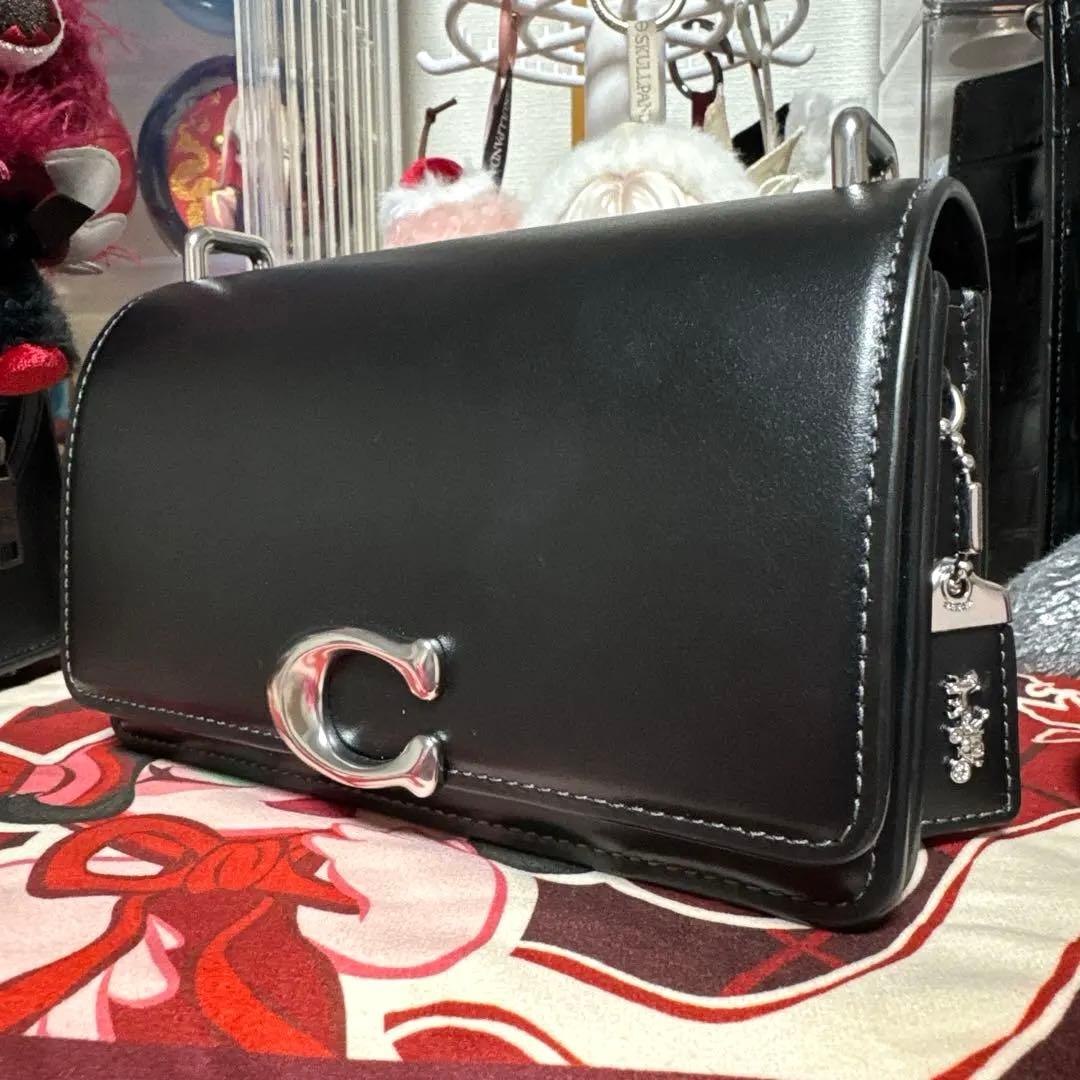 COACH ミニショルダーバッグ ブラック シルバーロゴ 正規品