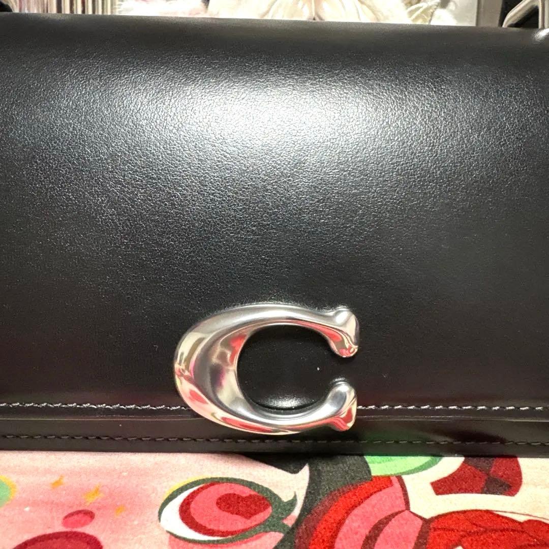 COACH ミニショルダーバッグ ブラック シルバーロゴ 正規品