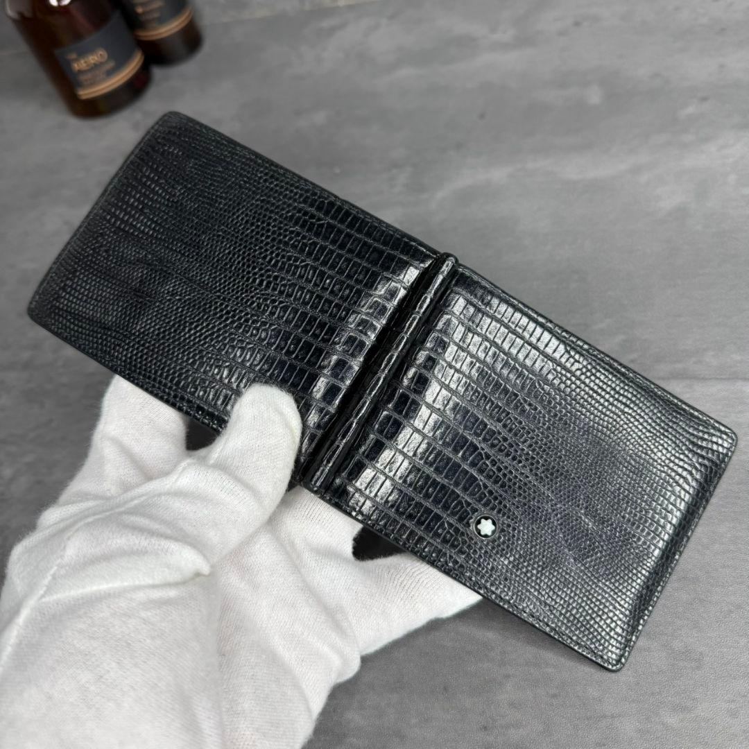 MONTBLANC マイスターシュテュック マネークリップ リザード型押し 黒