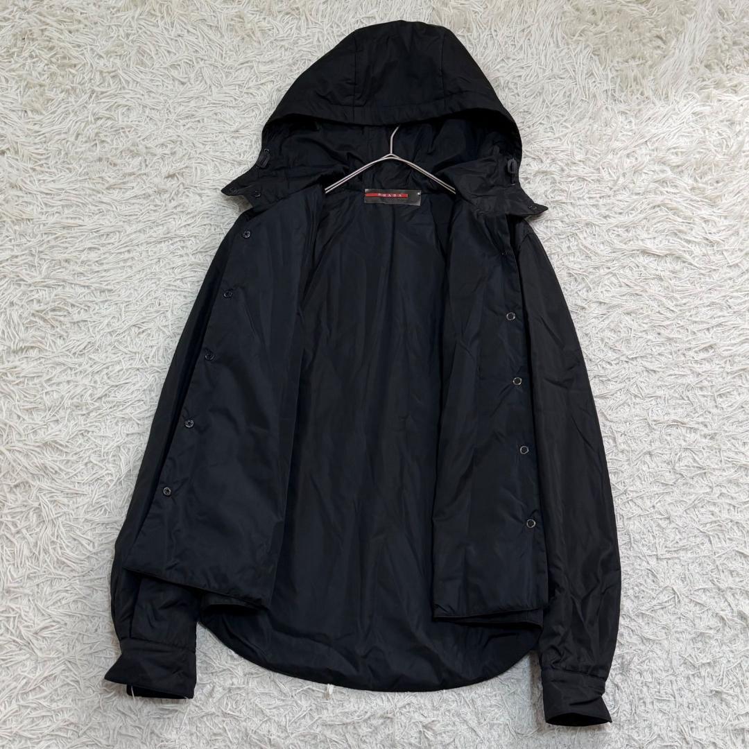 17452✨プラダスポーツ L ラバーロゴ ナイロンパーカー ブラック