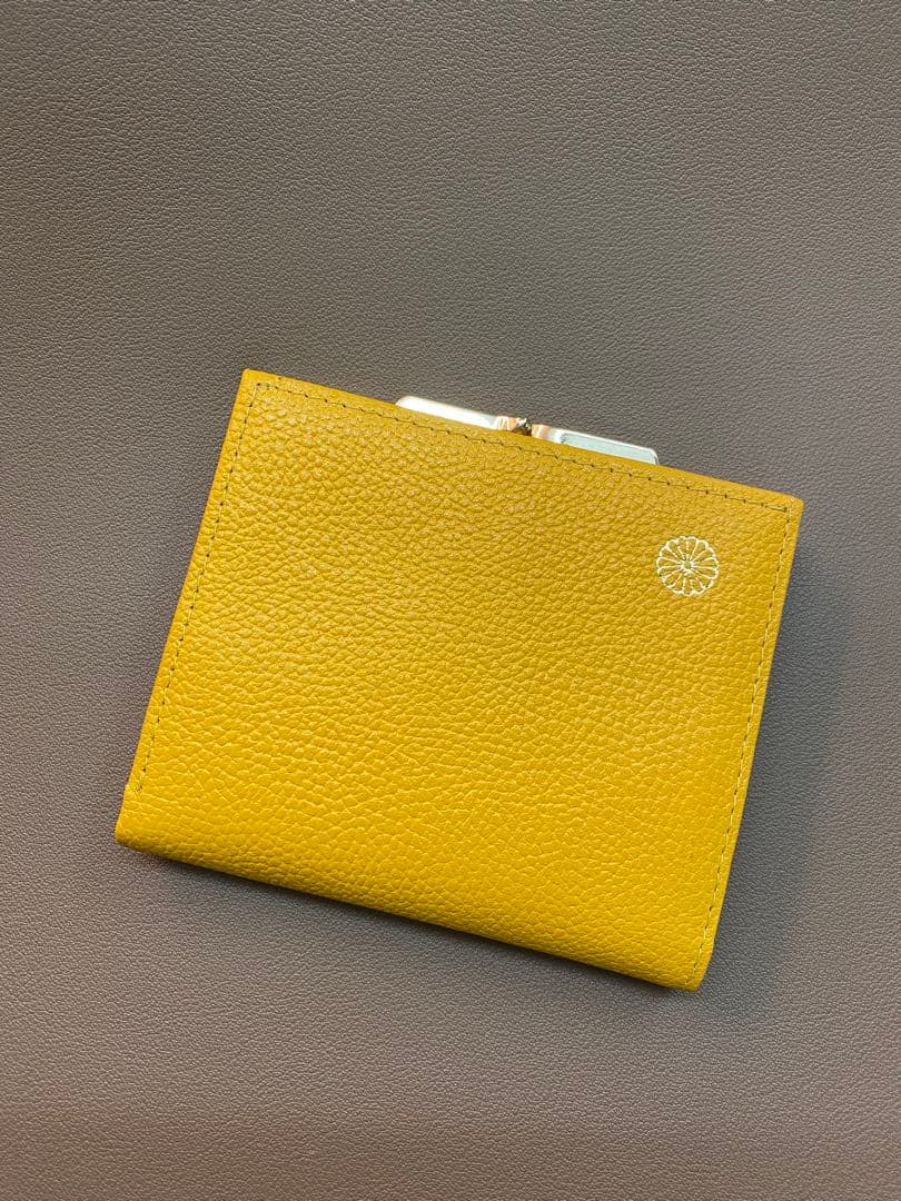 皇居財布　二つ折りがま口　イエロー