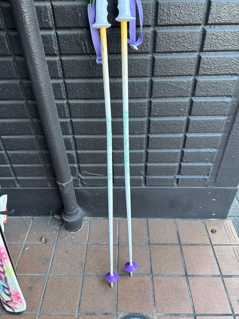 カザマ スキー板145cm ストック、headブーツ付き